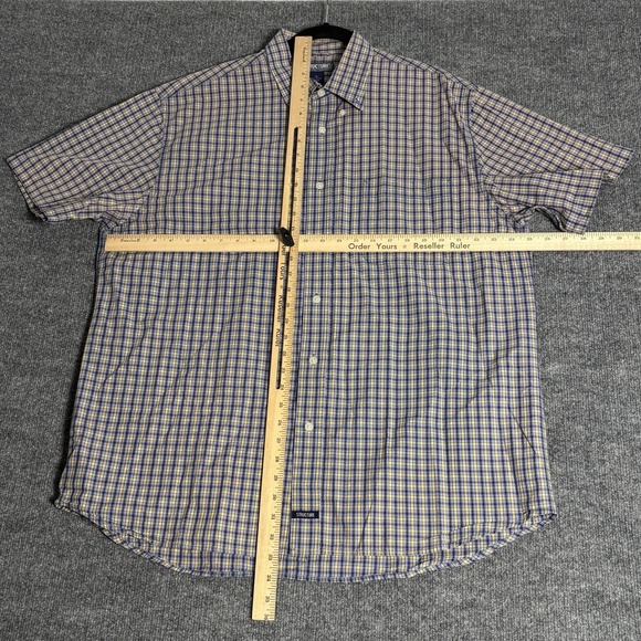 Structure Shirt Mens XL Blue Yellow Plaid Button Down Short Sleeve Cotton Casual - Picture 7 of 12